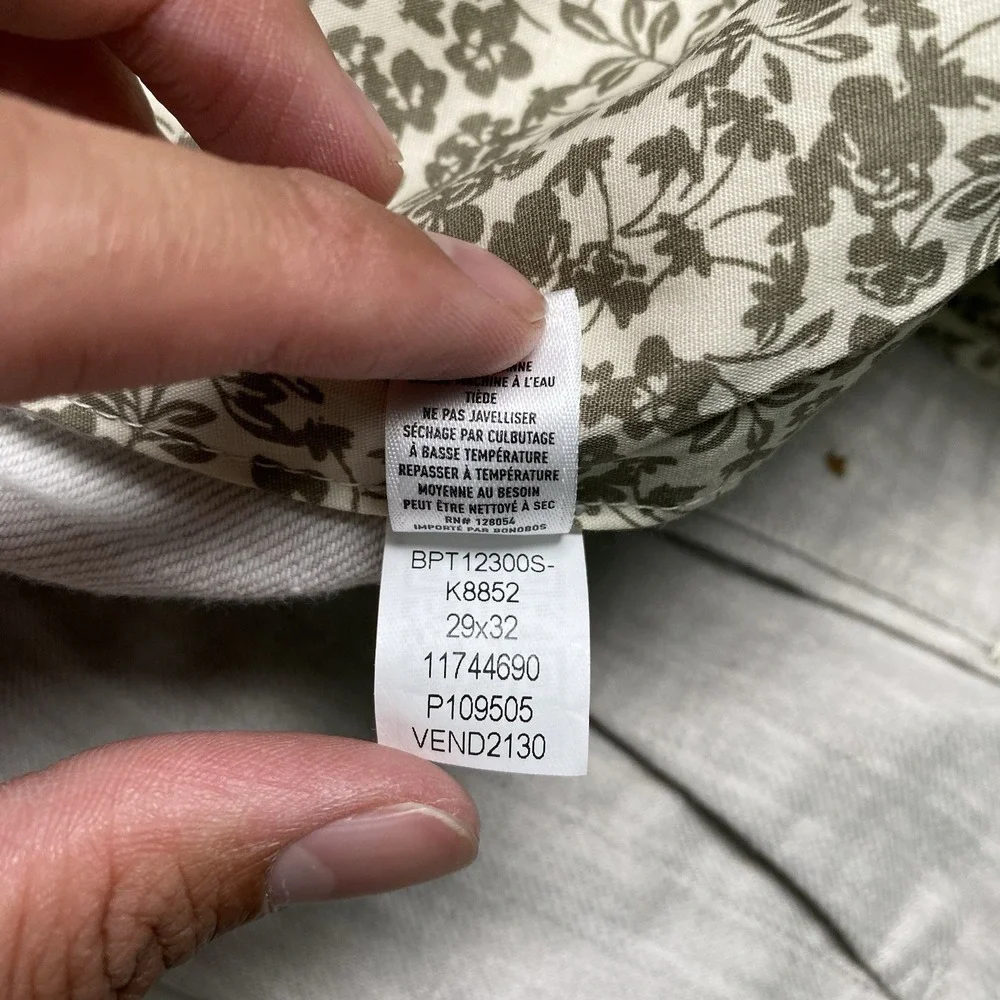 Bonobos Linen Pants 29x32 Slim Profilo Flat Front Off White Gray